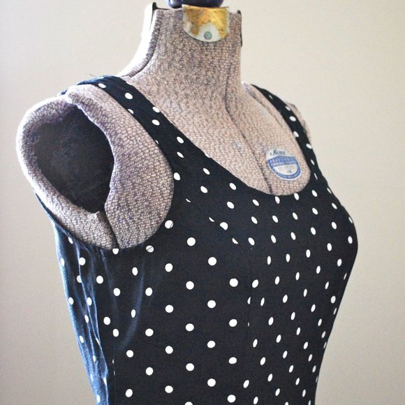 90s black and white polka dot mini dress (S/M) - Picture 4 of 7